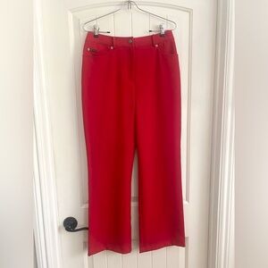 St. John Sport by Marie Gray Red Straight Leg High Rise Pants Size 6 NEW